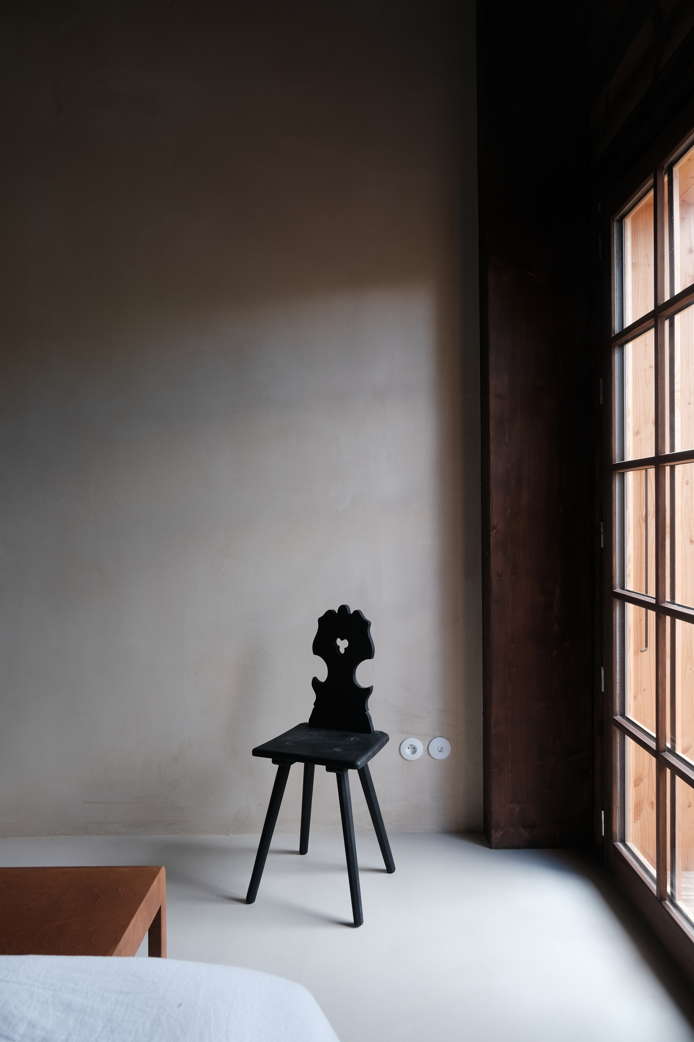Interior of a mountain chalet with vintage furniture